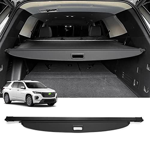 Image of Powerty Retractable Cargo Cover for 2018-2024 Chevy Traverse-Canvas Texture Trunk Cover Privacy Screen Rear Security Shade for Chevrolet Traverse Accessories