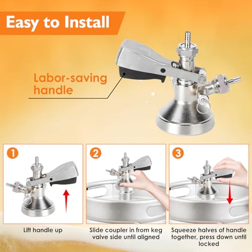 Miniatura 5 de Tissting Acoplador De Barril G5 8 G Tipo Dispensador De Grifo De Cerveza De Acero Inoxidable Con Válvula De Alivio De Presión De Seguridad, Kegerator De Cerveza De Barril