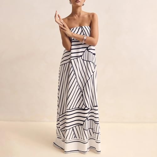 Image of Zwirelz Women Strapless Maxi Dress Boho Floral Print Flowy Long Tube Dress Off Shoulder Loose Beach Sundress