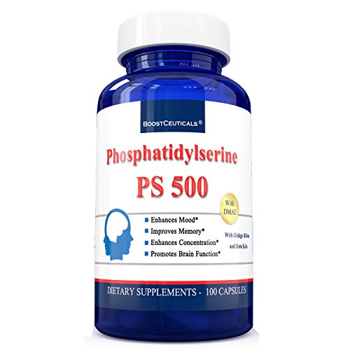 Phosphatidylserine Vegan 500mg No Stearates No Additives Plus 500mg Ginkgo Biloba Dmae Gotu Kola Complex  Non GMO Pure Natural Phosphatidyl Serine Capsules 30 Day Supply by BoostCeuticals