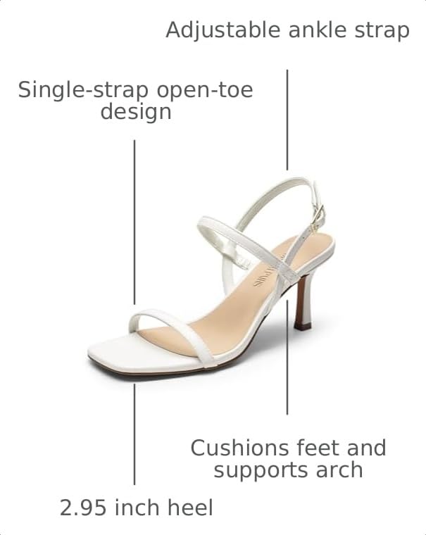 Image of DREAM PAIRS Womens Slingback Heels Square Open Toe Strappy Sandals Ankle Strap High Heeled Dressy Shoes
