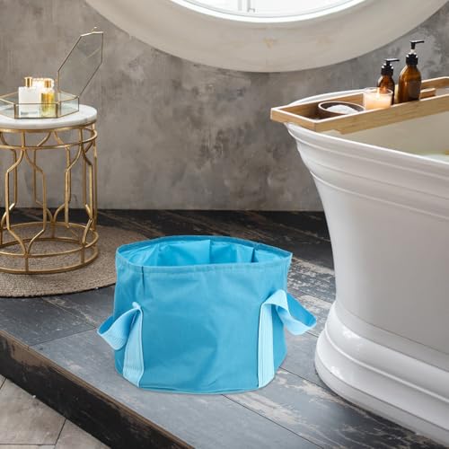 Balde plegable para spa de pies portátil azul miniatura 4