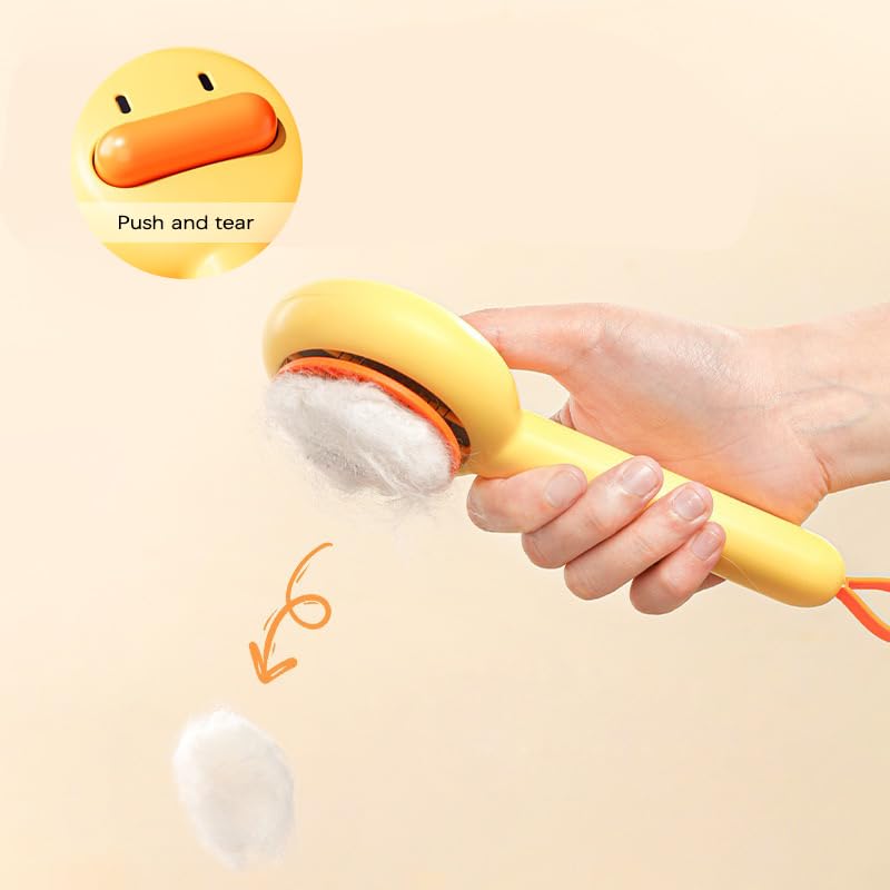 Luckieco Self-Cleaning Pet Grooming Brush with 140 Bent Teeth – Cute Duck Slicker Brush for Cats & Dogs, Gentle Deshedding Tool Removes Loose Fur Easily image 3
