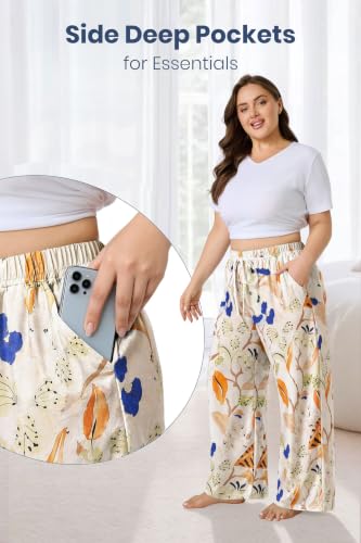 Image of FLYCURVY Plus Size Women Pajama Pants with Pocket L-5XL