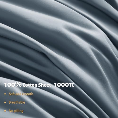 Shilucheng Conjunto de lençóis King Size 100% algodão egípcio - 1000 fios, lençóis de cama de algodã