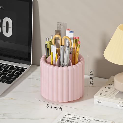 Image of Anyoifax 360 Rotating Pen Holder for Desk Removable Pencil Organizer, Pink