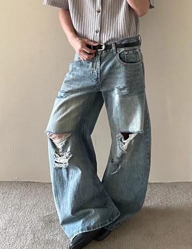 Y2K Baggy Jeans High Waisted Distressed Baggy Straight Wide Leg Pants4