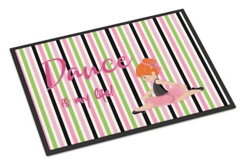Caroline's Treasures BB5394JMAT Ballet Dance is My Life Red Doormat 24x36 Front Door Mat Indoor Outdoor Rugs for Entryway, Non Slip Washable Low Pile, 24H X 36W