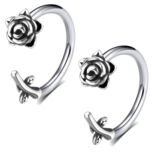 16G Rose Flower Lip Rings Surgical Steel Snake Bite Jewelry for Snake Bites Piecing, Horseshoe Labret Jewelry for Lip Piercing, 16 Gauge