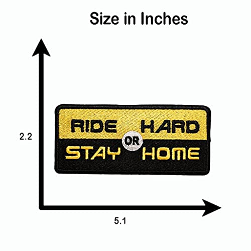 Image of Motohog Unique Embroidered Iron & Sew on Patch (Ride Hard OR Stay Home) 5.1X2.2 inches