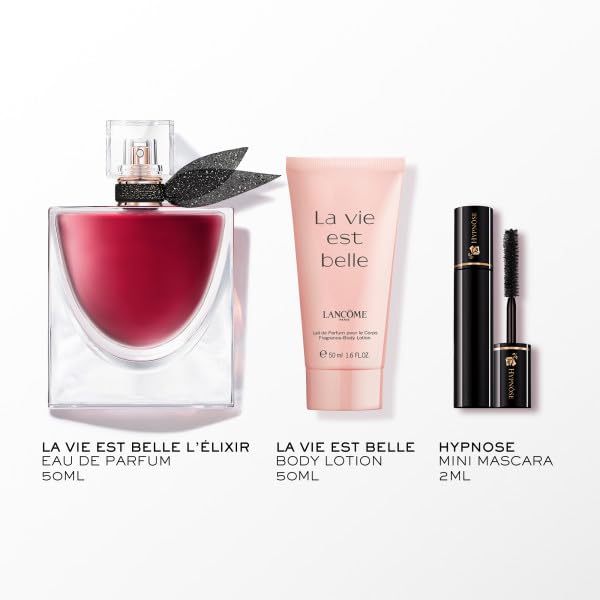 Lancôme La Vie est Belle L'Elixir Geschenkset, Beauty-Set, EDP 50ml | Signature Duft, Body Lotion und Hypnôse Mini Mascara 2ml im praktischen Routine-Beauty-Set enthalten