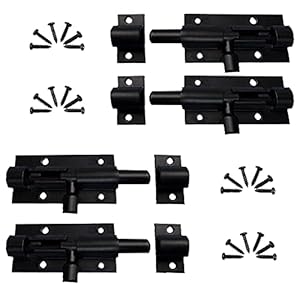WiDream 4 Stück Türriegel, Schieberiegel 63mm, Riegelschloss Klein Türriegel mit Schrauben, Riegelschloss Aluminiumlegierung, für Gartentor, Badezimmer, Schuppen, Toilette (Schwarz)