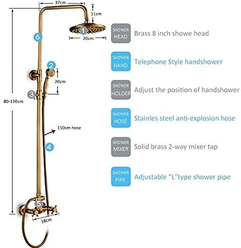 Robinet de douche en laiton antique avec étagère style rétro chic