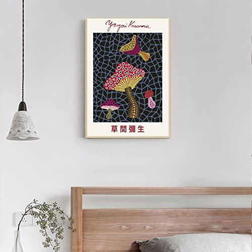 Yayoi Kusama Poster Abstract Mushroom Exhibition Canvas Schilderij Moderne Prints Esthetische Kunst aan de muur Voor woonkamer Decor Foto's 40x60cm Geen Frame - Afbeelding 3