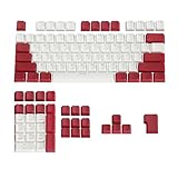 PBT Keycaps Backlit 108Key Set Doubleshot Translucent Cherry MX Key Caps Top Print with Keycaps Puller for 87/104/108 MX Switches Mechanical Gaming Keyboard (Red White Combo)