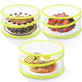 ecooe Fliegenhaube - 3 Stück Faltbare Abdeckhauben für Lebensmittel, Netzhaube für Obst und Kuchen in Zwei Größen, Fliegenschutz und Insektenschutzhaube, für BBQ Salate, Picknick Camping