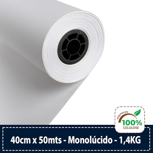 Papel Kraft Branco 70g Com 40cm x 50 Metros Monolúcido Premium - Sacolas Moldes Embalagem