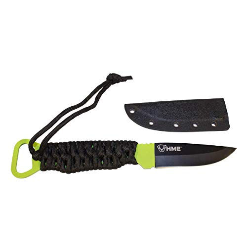 Image of HME Lightweight Pocket Skeleton Knife with Fixed 4.5 inch Stainless Steel Blade, Nylon Paracord Handle & Kydex Sheath w /Belt Loop for Hunting, Camping, Hiking