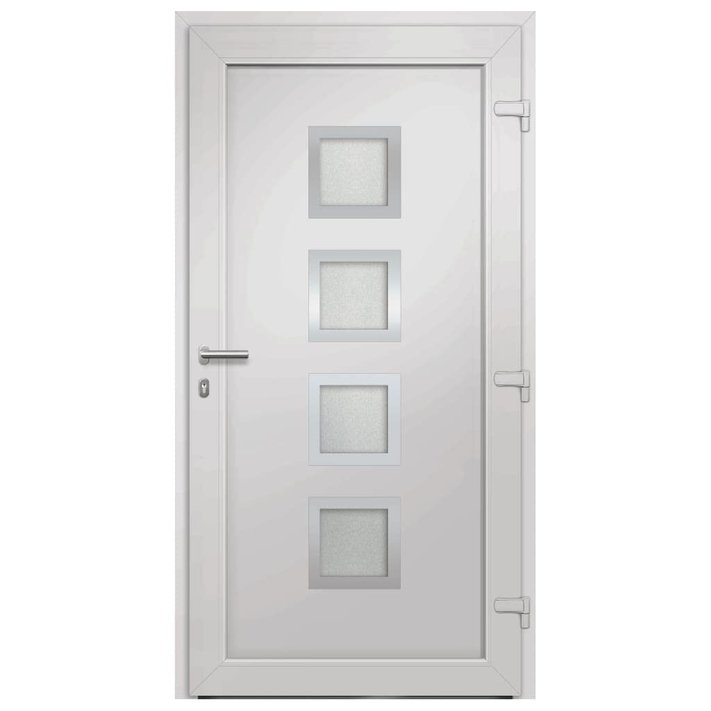 Porta di casa, bianca, 98 x 200 cm, con chiusura a perno a fungo a 5 punti e cerniere regolabili 3D, design moderno, robusta e durevole, per ingresso, casa, appartamento