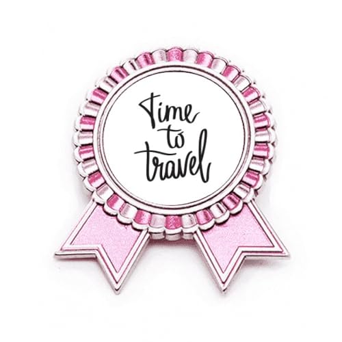 Broche de voyage Time to Travel Art déco pin's métal rose taille M pour vêtement