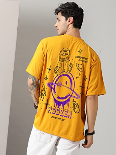 Image of RodZen Oversized Drop Shoulder Half Sleeves Round Neck Solid Cotton Blend Combo T-Shirt for Men