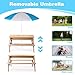 Geelife 3-in-1 Kids Outdoor Wooden Picnic Table with Umbrella, Convertible Sand & Water, Gray