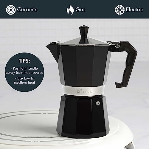 Primula Classic Stovetop Espresso and Coffee Maker, Moka Pot for Italian and Cuban Café Brewing, Greca Coffee Maker, Cafeteras, 6 Espresso Cups, Black - Thumbnail 4