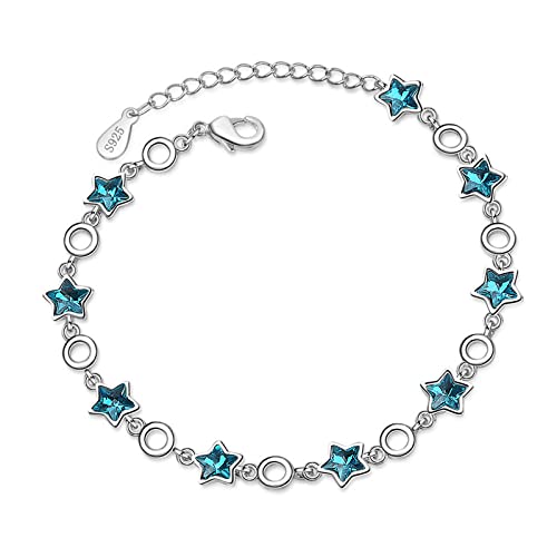 Bracelet cristal bleu et étoiles en argent pour illuminer vos soirées