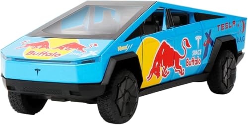 Image of Scale 1:32 Tesla Cybertruck Pickup Red Ball Edition Alloy Diecast Pullback Metal Car Toy with Sound Light & Opening Doors - Great Gift Toy for Kids [ Color as per Stock ]