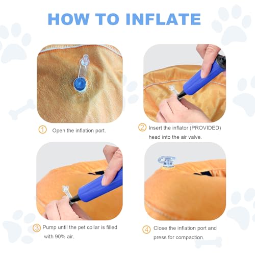 Image of Inflatable Dog Cone Collar, Soft Dog Cone After Surgery, for M M+ L XL Dogs, with Detachable Anti Licking Shield and Inflator, 2 in 1 Adjustable Alternative, Does Not Block Vision, XL