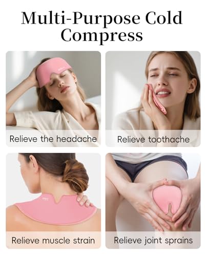 Cooling Eye Mask for Puffy Eyes, Headache and Migraine Relief Gel Eye Mask, for Headache, Puffiness, Eye Strain, Sinusitis & Post-Surgery Care – Large Soft Reusable Cold Eye Compress, Light Pink — view 4