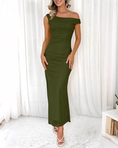 BTFBM 2026 Summer Wedding Guest Dresses for Women One Shoulder Bodycon Ruched...
