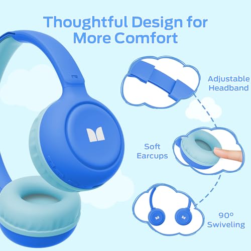 Image of Monster Cute SK100 Kids Bluetooth Headphones, 85 /94dB Safe Volume Limited, 60 Hours Playtime, Bluetooth 6.0, On-Ear Toddler Headsets with Built-in Mic, Lightweight Wireless Headphones for Kids, Blue
