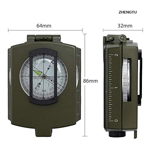 Image of Hetkrishi Professional Multifunction Military Army Metal Sighting High Accuracy Waterproof Compass for Direction,Metal and Glass (Green)