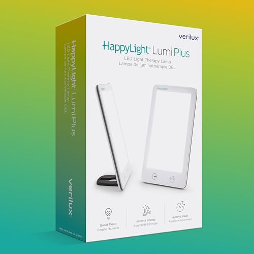 Image of Verilux HappyLight Lumi Plus - Light Therapy Lamp with 10,000 Lux, UV-Free, LED Bright White Light with Adjustable Brightness, Countdown Timer, & Detachable Stand - Boost Mood, Sleep, and Focus