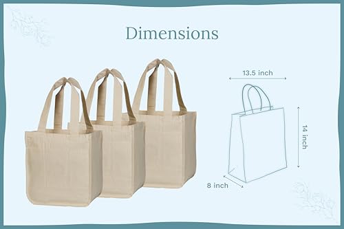 Image of Best Canvas Grocery Shopping Bags - Cloth Grocery Tote Bags - Reusable Cotton Grocery Tote Bags with Bottle Sleeves