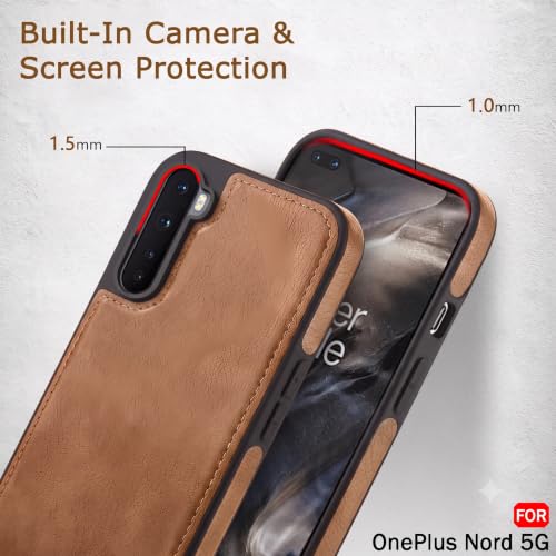 Image of MOBILOVE PU Leather Flexible Shockproof Design Back Case Cover for | OnePlus Nord (2020) (Brown)