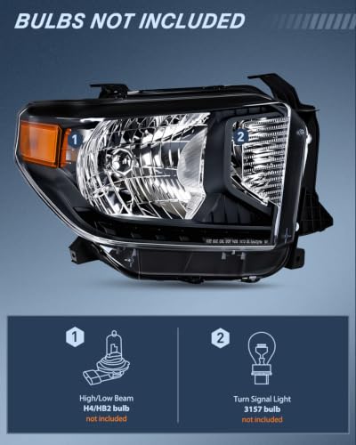 Image of Nilight Headlight Assembly Compatible for 2014-2021 Toyota Tundra | 2014 2015 2016 2017 2018 2019 2020 2021 SR5 /1794 /Limited /Platinum /SR /TRD Pro Headlamps with Black Housing clean Reflector