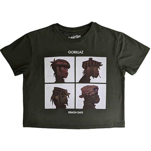 T-shirt Gorillaz femme style crop top vert pour festivals et sorties