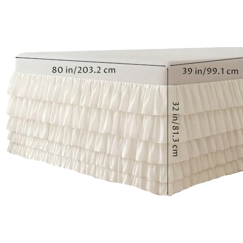 Falda de cama con volantes blanca de 39x80x32 pulgadas para ocultar el desorden del dormitorio 8