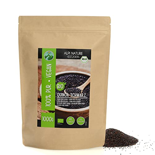 Alpi Nature Quinoa schwarz BIO 1kg, schwarzer Quinoa bio für Quinoamehl und Salate, glutenfrei
