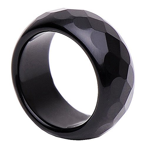 Anello largo in vera onice, nero con