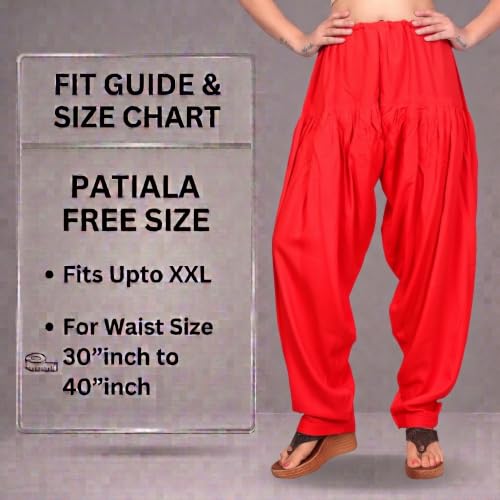Image of FASHION GALLERY Women's Rayon Relaxed Fit Patiala Salwar with Full Length Drawstring Closure Type and Flexible Waist | Patiala Pant for Woman Free Size Fit Upto XXL