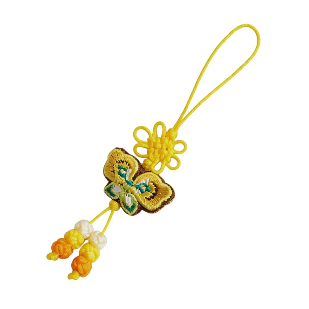 Chinese Knot Butterfly Pendant, Hanging Embroidered Ornament with Tassel for Hanfu Bag Car Decoration