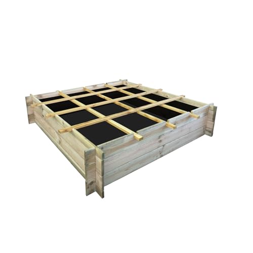 Onlywood Orto Rialzato 16 Scomparti in Legno, 120x120x18 cm