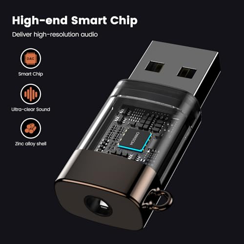 MOSWAG USB to 3.5mm Audio Jack Adapter 2 Pack, USB to Audio Aux Adapter, External Sound Card Converter Compatible with Headset Windows, Desktops, Laptop, Linux, PS4, PC - Thumbnail 6