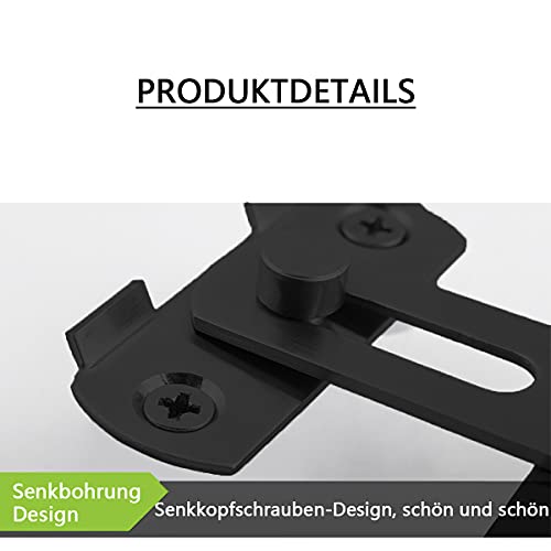YUTOU Pack of 2 Door Bolt Black Stainless Steel Door Sliding Bolt Garden Gate Lock with Screws for Sliding Lock with Latch for Doors Windows Animal Doors Garden Doors - Image 3