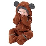 Dreamyth Newborn Baby Fleece Jumpsuits,Infant Bear Hooded Romper Warm Snowsuit Plush Sleepwear Winter Coat for Baby Girl Boy, C-brown-03, 3 Months