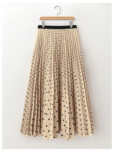 SHENHE Women's Pleated Maxi Skirt A Line High Waisted Polka Dots Elegant Business Casual Skirt3