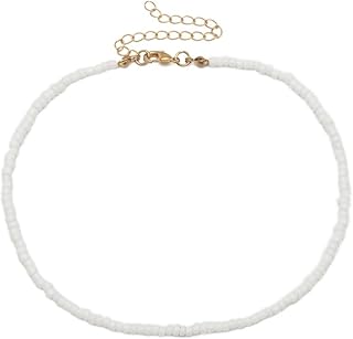 1Pc Pequeno Colar De Miçangas Joias Femininas Colar De Praia Colar De Metal Colar De Miçangas Feito À Mão Havaí Gargantilha Frisada Colar Feminino Branco Colar Feminino Criativo